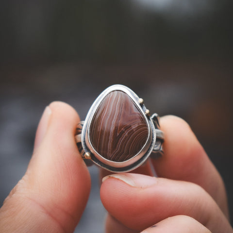 Light as a Feather Ring - Lake Superior Agate - Size 8.25
