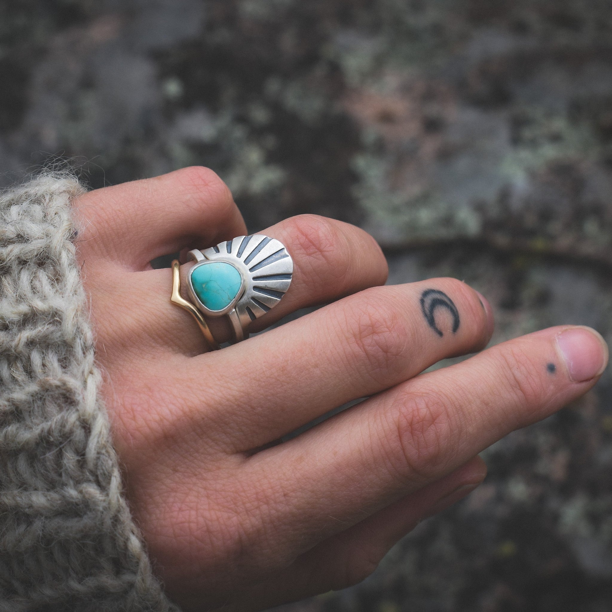 Rise Ring Stack - Royston Turquoise - Size 5