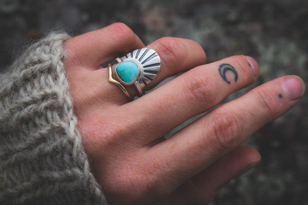 Rise Ring Stack - Royston Turquoise - Size 5
